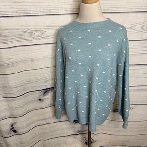 Elegant Teal Polka Dot Sweater